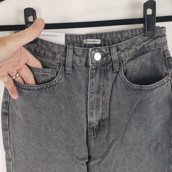 NWT WeWoreWhat The Icon Jean Rigid Denim Gray Straight Leg High Rise Jeans 27 - Picture 5 of 16